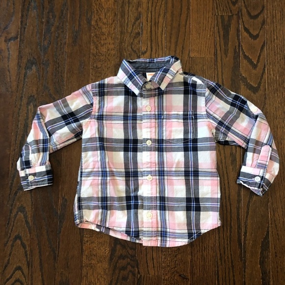 Gymboree Other - GYMBOREE Boys 2T Pink/White/Blue Plaid Long/Short Sleeved Button-Down Shirt EUC!